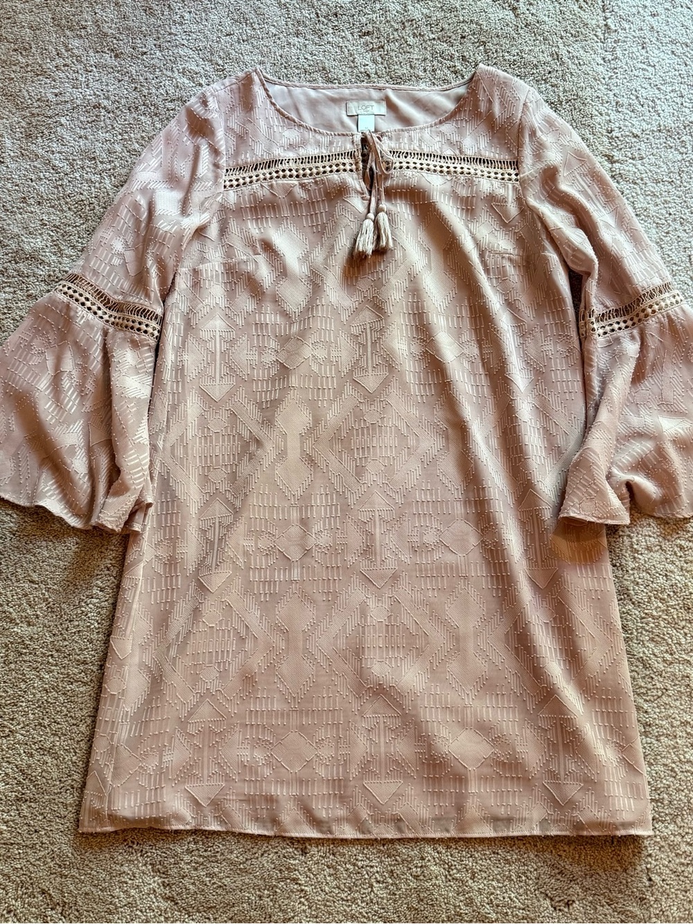 Loft Pale Pink Long Sleeve Dress